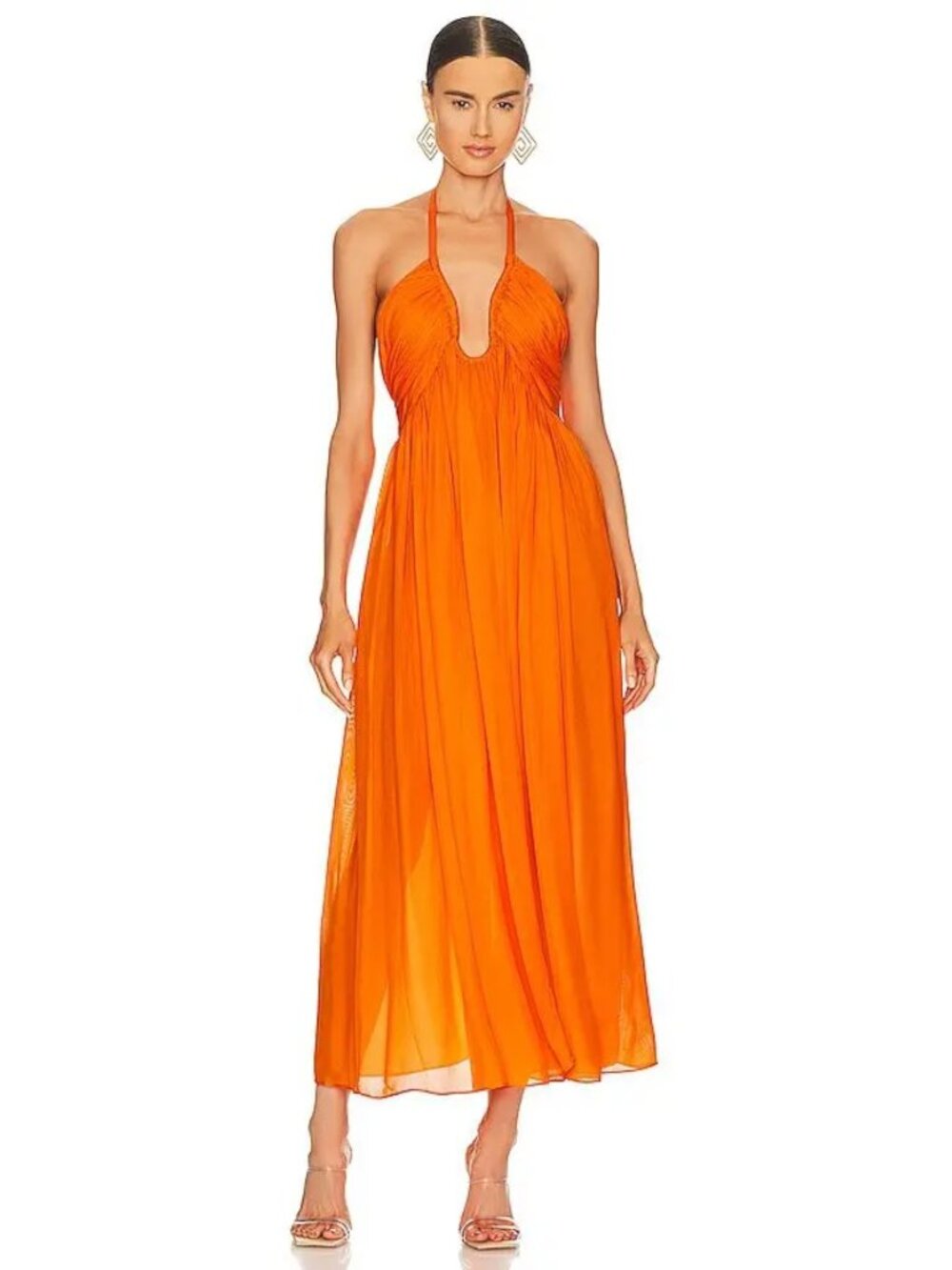 Cult Gaia Sloane Halter Maxi Dress Orange Size L